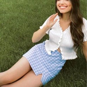 Blue plaid mini skirt